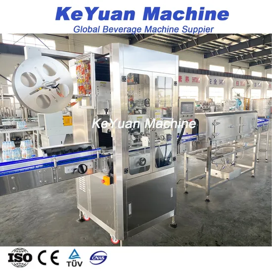 Machines d'étiquetage Machine d'étiquetage de manchons rétractable pour gainer et rétrécir les bouteilles Canettes en aluminium Boîtes de conserve en métal Étiquette de matériau Pet / PVC